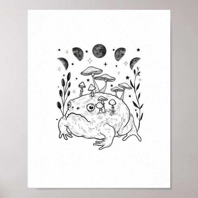 Academia Moon Witchy Goblincore Aesthetic Frog Poster (Framsidan)