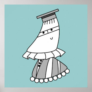 Academic dress kawaii tecknade figurer poster