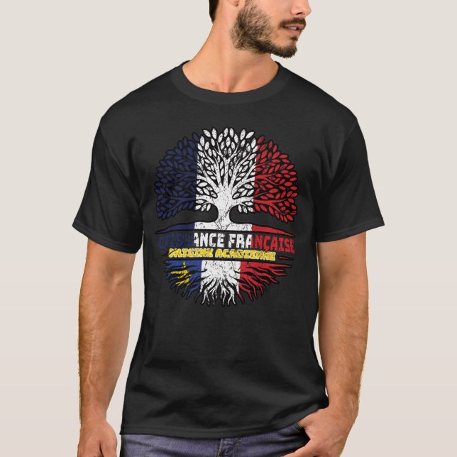 Acadia Acadia Fransk Frankrike Träd Roots Flagga T Shirt (Framsida)