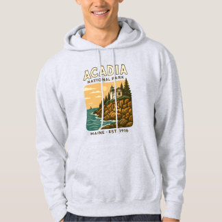 Acadia fyr i vintage Maine National Park Hoodie