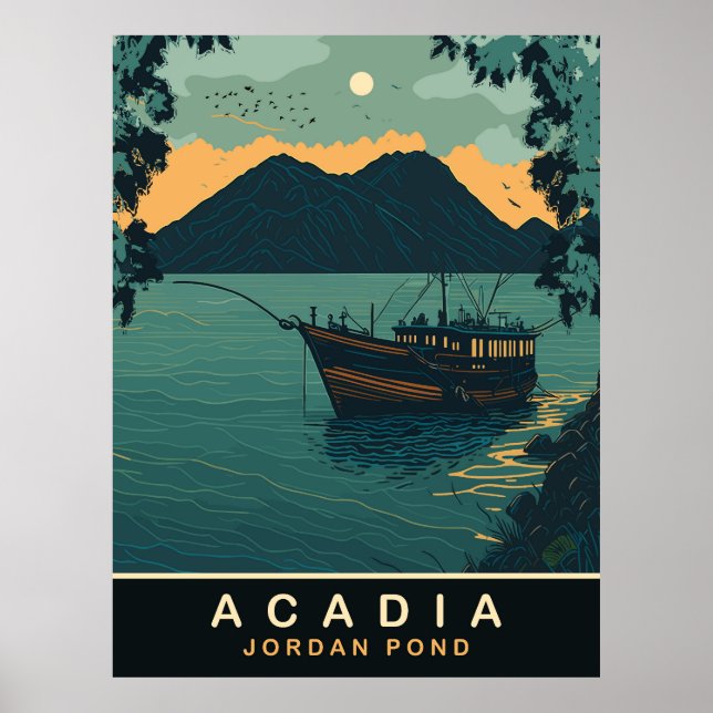 Acadia, Jordan Pond, Travel Poster (Framsidan)