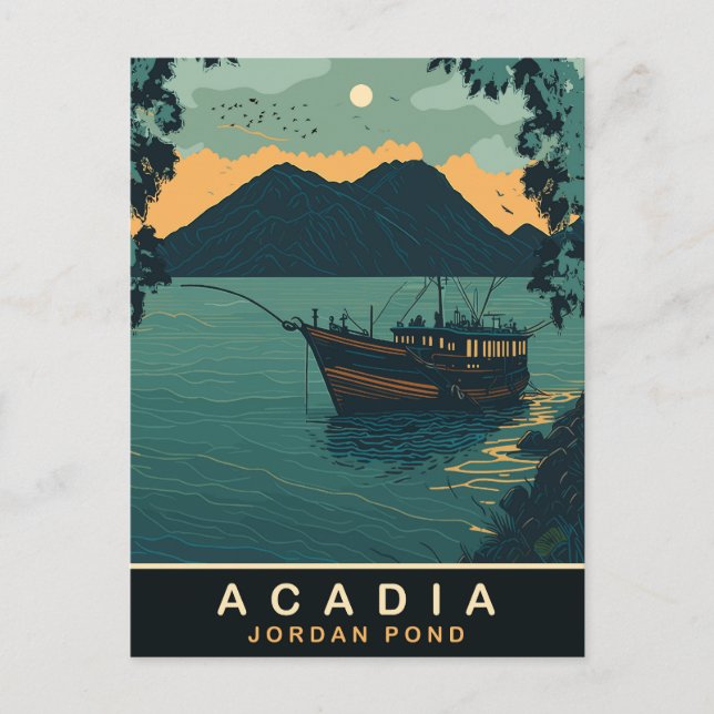 Acadia, Jordan Pond, Travel Vykort (Framsida)