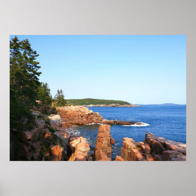 Acadia klippiga strand nära Thunder Hole Poster (Framsidan)