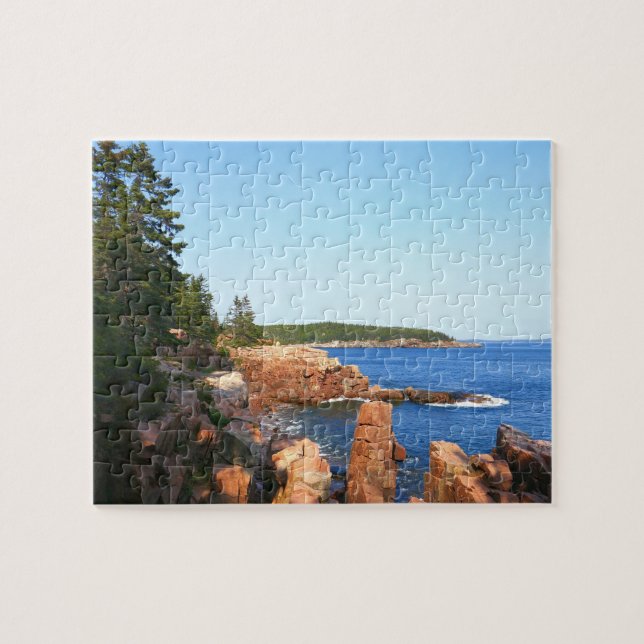 Acadia klippiga strand nära Thunder Hole Pussel (Horisontell)