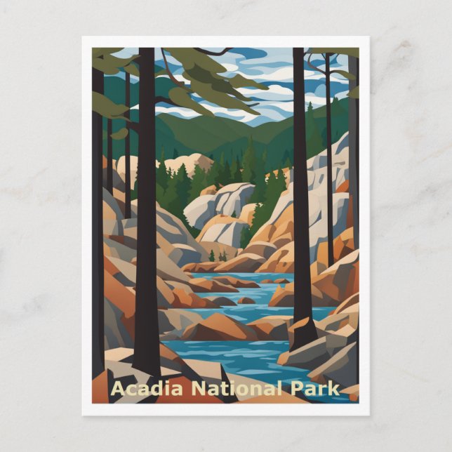 Acadia Maine Abstrakt Graphic Art Design Vykort (Framsida)