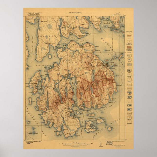 Acadia National Park 1922 TopoGraph Karta Poster (Framsidan)