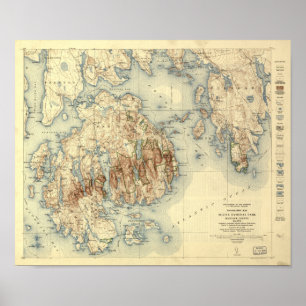 Acadia National Park 1931 TopoGraphic Karta Poster