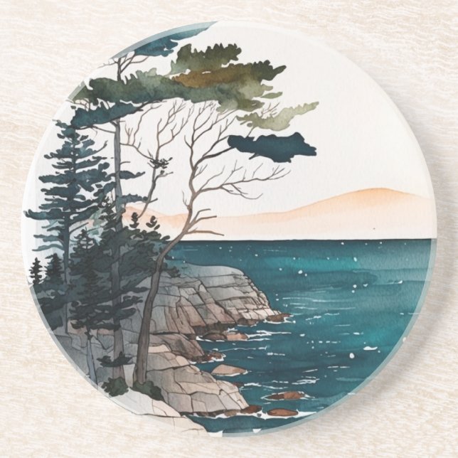 Acadia National Park Boho Watercolor Underlägg (Framsidan)