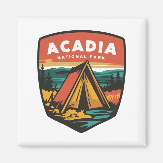 Acadia National Park Camping Emblem Magnet (Framsidan)