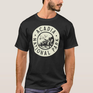 Acadia National Park Circle Birds Tan T Shirt