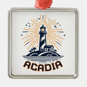 Acadia National Park Fyrljus vid soluppgång Julgransprydnad Metall