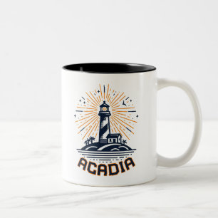 Acadia National Park Fyrljus vid soluppgång Två-Tonad Mugg