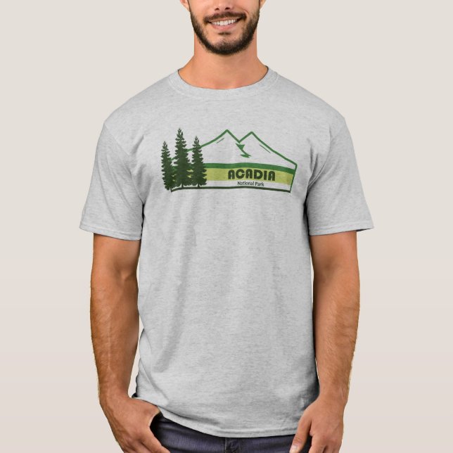 Acadia National Park Grönt Rand T Shirt (Framsida)