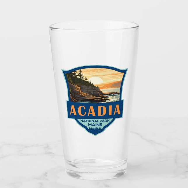 Acadia National Park Illustration Retro Badge Glaskopp (Framsida)