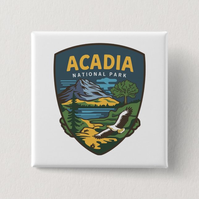 Acadia National Park Landcape Emblem Knapp (Framsida)