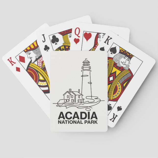 Acadia National Park Lighthouse Line Art Casinokort (Baksidan)