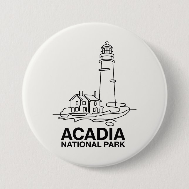 Acadia National Park Lighthouse Line Art Knapp (Framsida)