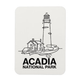 Acadia National Park Lighthouse Line Art Magnet