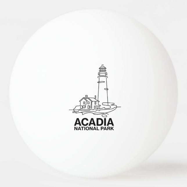 Acadia National Park Lighthouse Line Art Pingisboll (Framsidan)