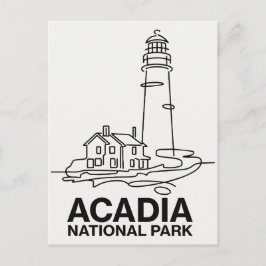 Acadia National Park Lighthouse Line Art Vykort