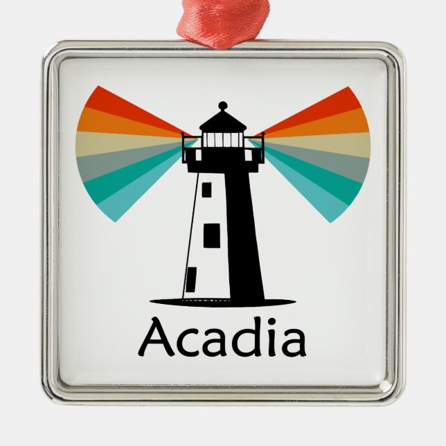Acadia National Park Lighthouse Rainbow Julgransprydnad Metall (Framsidan)