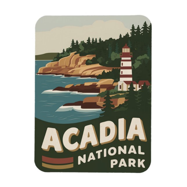 Acadia National Park Lighthouse Travel Art Magnet (Vertikal)