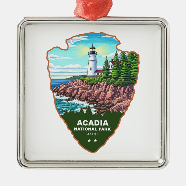 Acadia National Park Maine Arrowhead Julgransprydnad Metall (Framsidan)