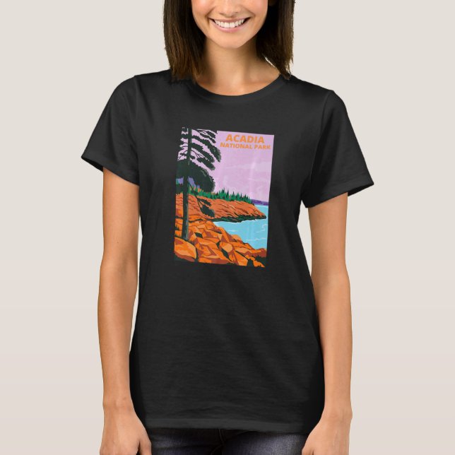 Acadia National Park Maine-berget Desert Island T Shirt (Framsida)