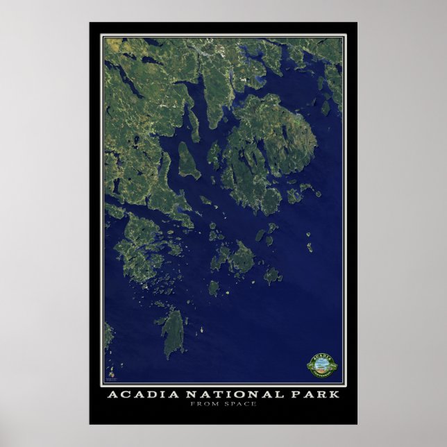 Acadia National Park Maine från Space Satellite Poster (Framsidan)