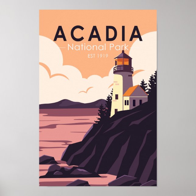 Acadia National Park Maine Lighthouse Vintage Poster (Framsidan)