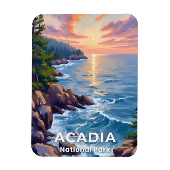 Acadia National Park | Maine Målning Resa Konst Magnet (Vertikal)