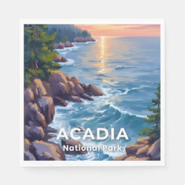 Acadia National Park | Maine Målning Resa Konst Pappersservett