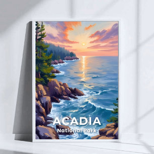 Acadia National Park Maine Målning Resa Konst Poster