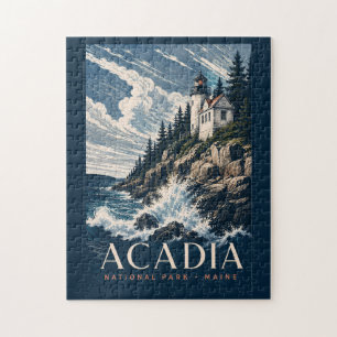Acadia National Park Maine Modern Träblock Resa Pussel