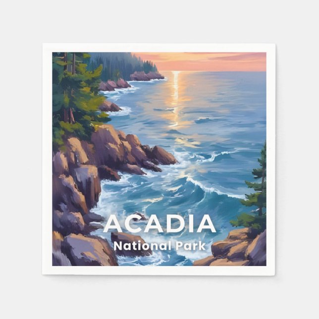 Acadia National Park | Maine Painting Travel Art Pappersservett (Framsidan)