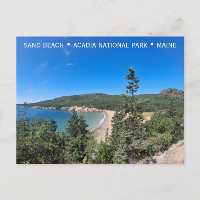 Acadia National Park Maine Sand Beach Travel Photo Vykort (Framsida)