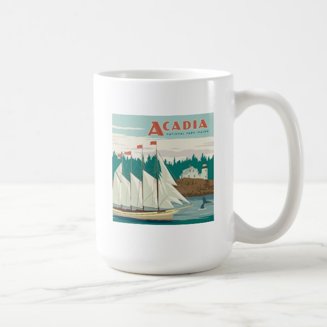 Acadia National Park, Maine | Segelbåt och val Kaffemugg (Höger)