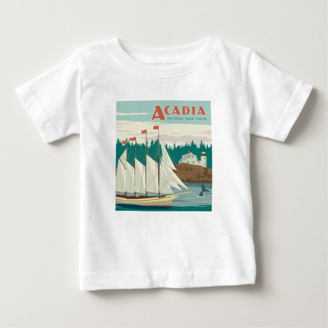 Acadia National Park, Maine | Segelbåt och val T Shirt (Framsida)