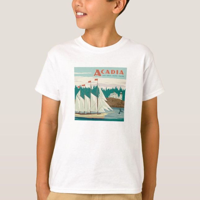 Acadia National Park, Maine | Segelbåt och val T Shirt (Framsida)