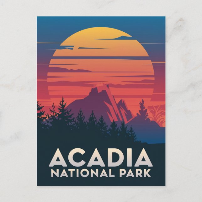 Acadia National Park Maine Sunset Vykort (Framsida)