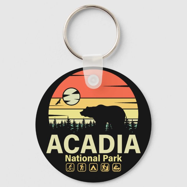 Acadia National Park Maine Vintage Retro Souvenirs Nyckelring (Framsida)