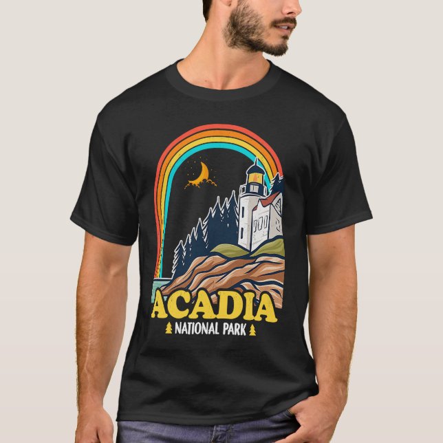 Acadia National Park Mountain Trails Nature Campin T Shirt (Framsida)