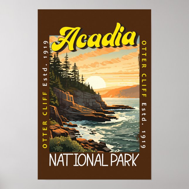 Acadia National Park Otter Cliff Förfallen Poster (Framsidan)