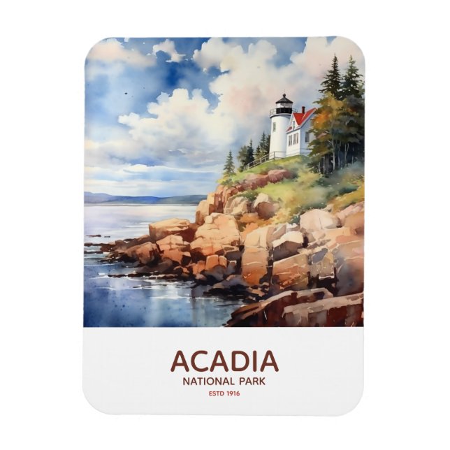 Acadia National Park - Park Bass Harbour Lighthous Magnet (Vertikal)