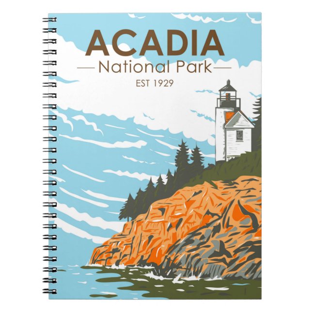 Acadia National Park Pub Harbour Lighthouse Anteckningsbok (Framsidan)