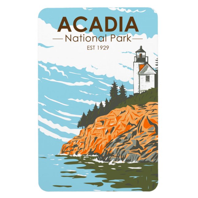 Acadia National Park Pub Harbour Lighthouse Magnet (Vertikal)