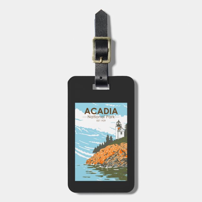 Acadia National Park Pub Harbour Lighthouse Maine Bagagebricka (Vertikal Framsida)