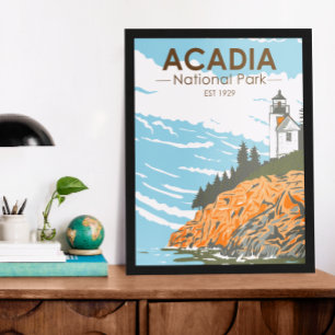 Acadia National Park Pub Harbour Lighthouse Maine Poster