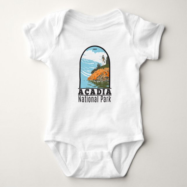 Acadia National Park Pub Harbour Lighthouse Maine T Shirt (Framsida)
