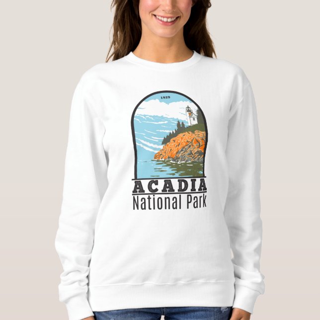 Acadia National Park Pub Harbour Lighthouse Maine T Shirt (Framsida)